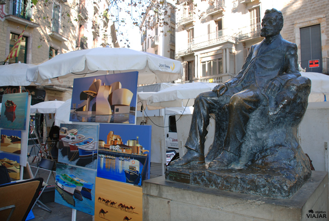 Estatua de Àngel Guimerà. Plaça de Sant Josep Oriol. Barcelona
