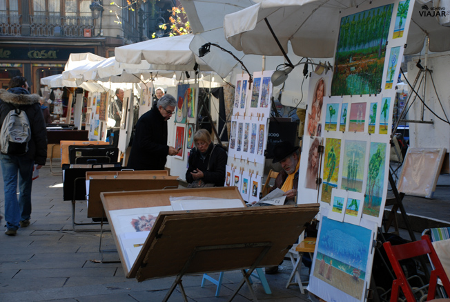 Pintores en la Plaça de Sant Josep Oriol. Barcelona