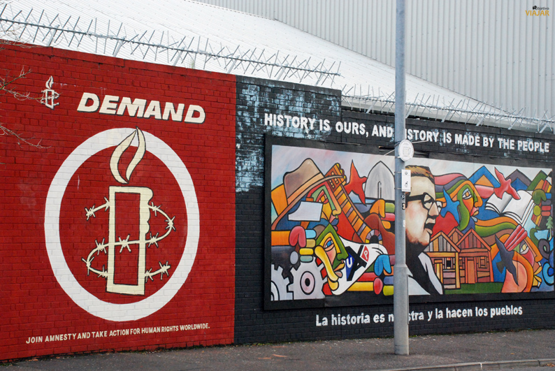 Mural dedicado a Amnistía Internacional. Falls Road. Belfast