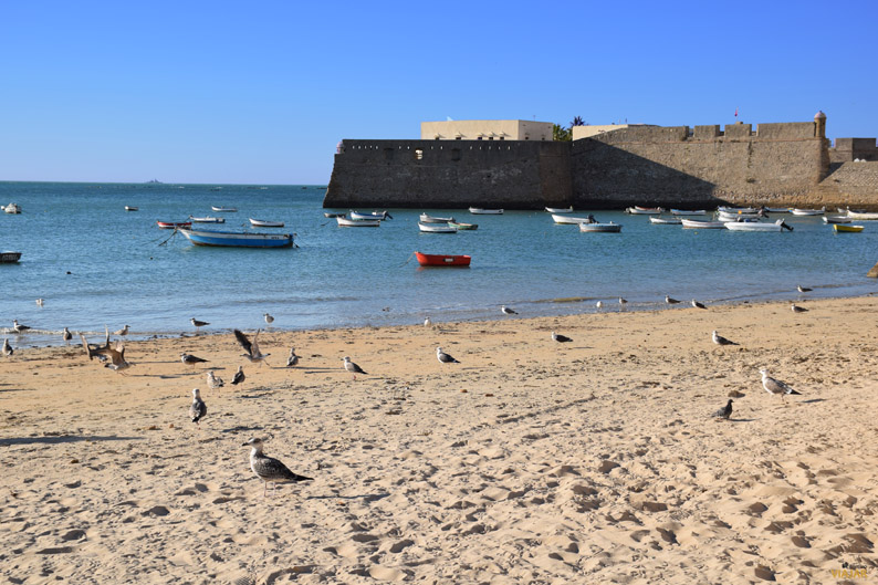 Playa de La Caleta y Castillo Santa Catalina. Cádiz