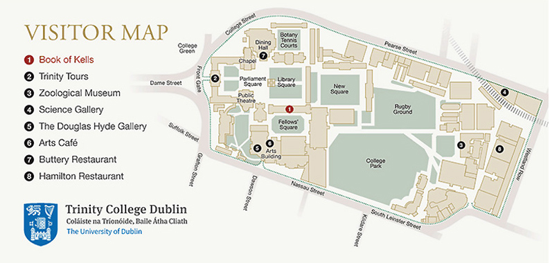 Mapa del Trinity College. Dublin